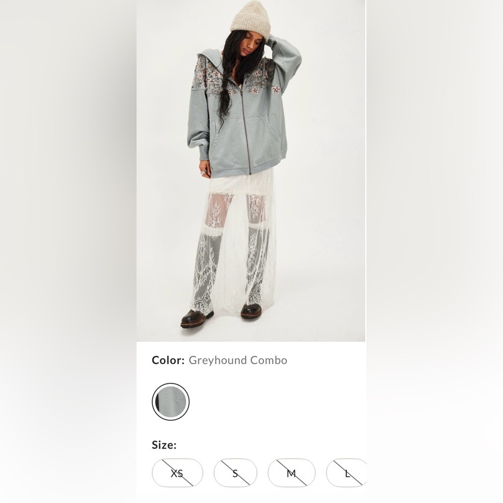 Free People Glitter Oversized Hoodie Size Medium NWT - Picture 5 of 17